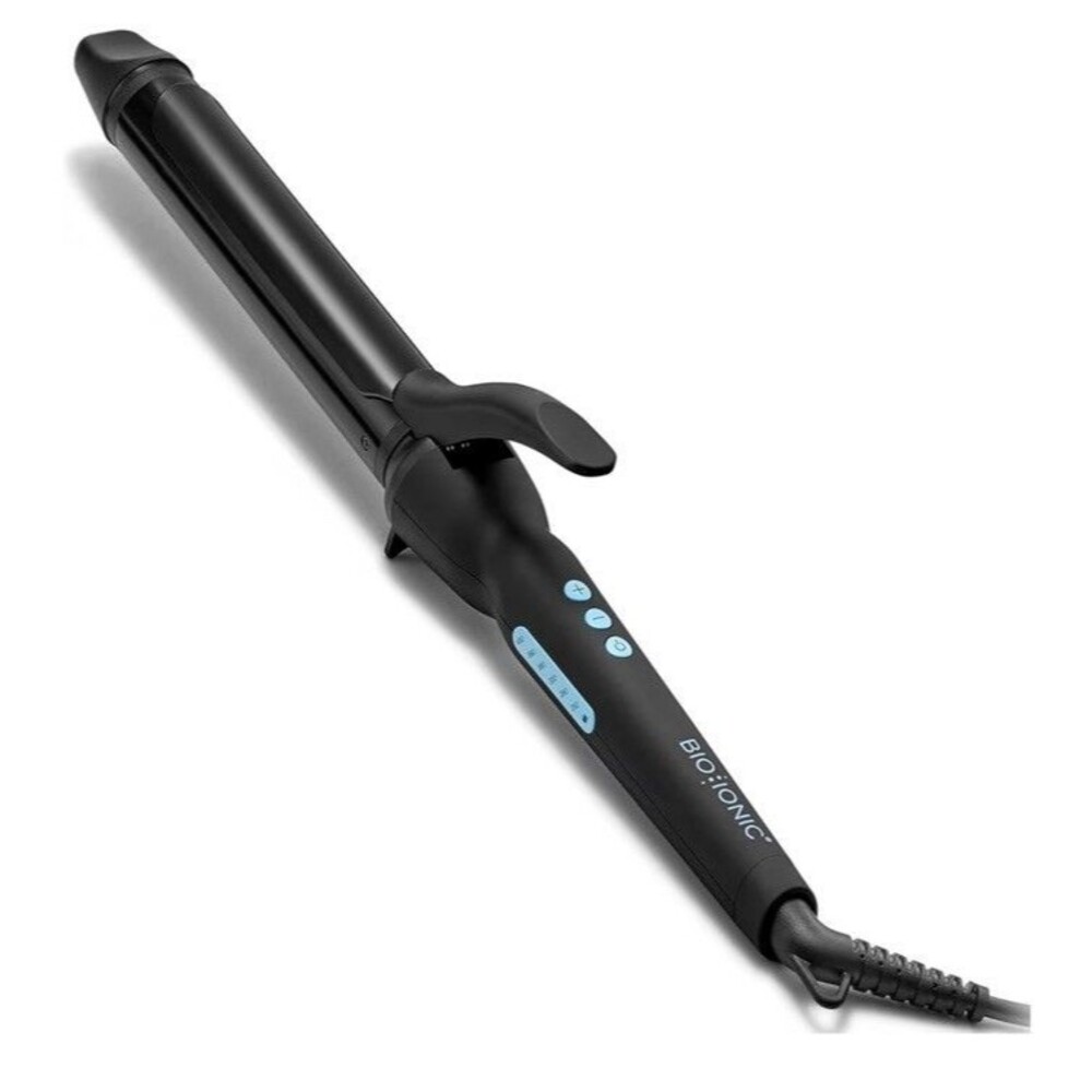 BIO IONIC Long Barrel Curling Iron Styler 1.25-Inch Black Nanoionic Beachy Waves